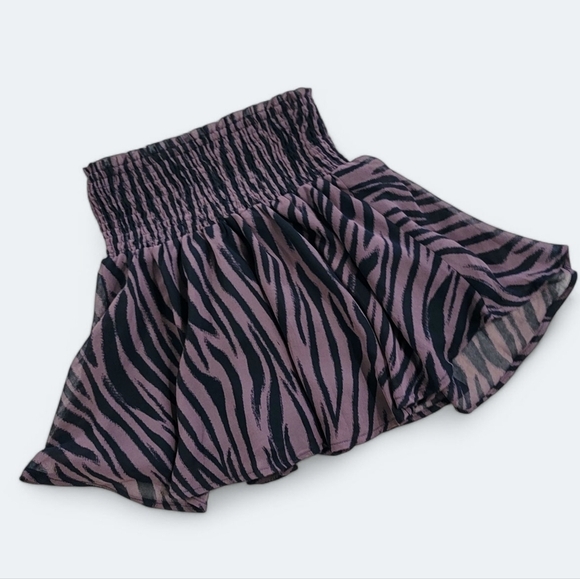 Karlie Brown Black Animal Zebra Tiger Print Mini Skirt with Shorts Size S - Picture 1 of 16
